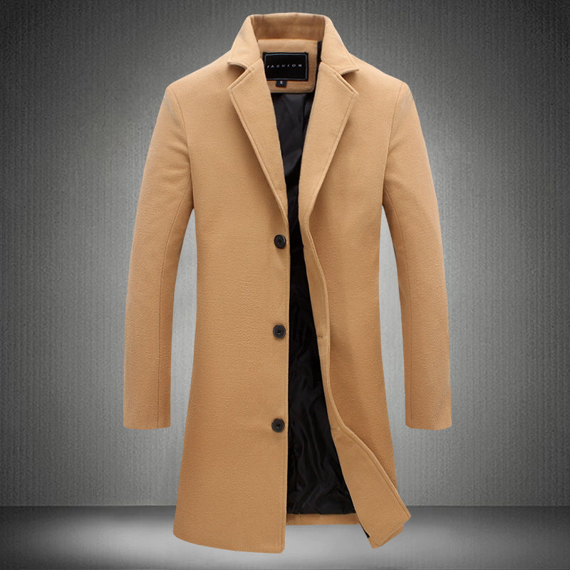 2023 Autumn Mens Solid Color Casual Business Woolen Coats
